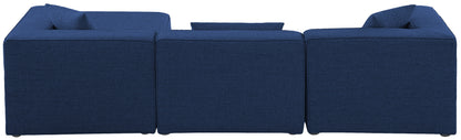 Crescent Navy Durable Linen Textured Modular Sectional Sec4A