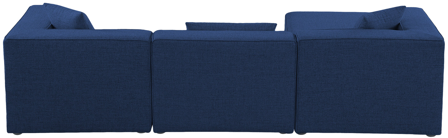 crescent navy durable linen textured modular sectional sec4a