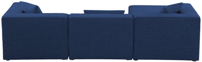 Crescent Navy Durable Linen Textured Modular Sectional Sec4A