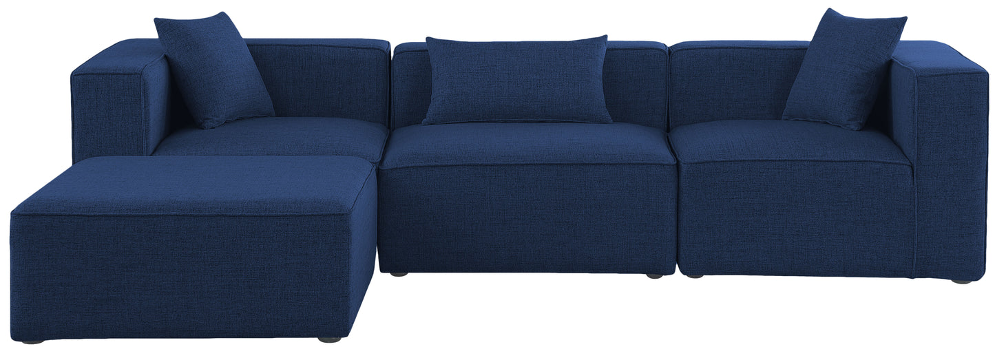 crescent navy durable linen textured modular sectional sec4a