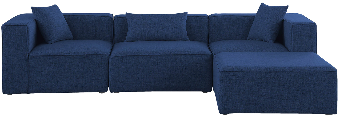 crescent navy durable linen textured modular sectional sec4a