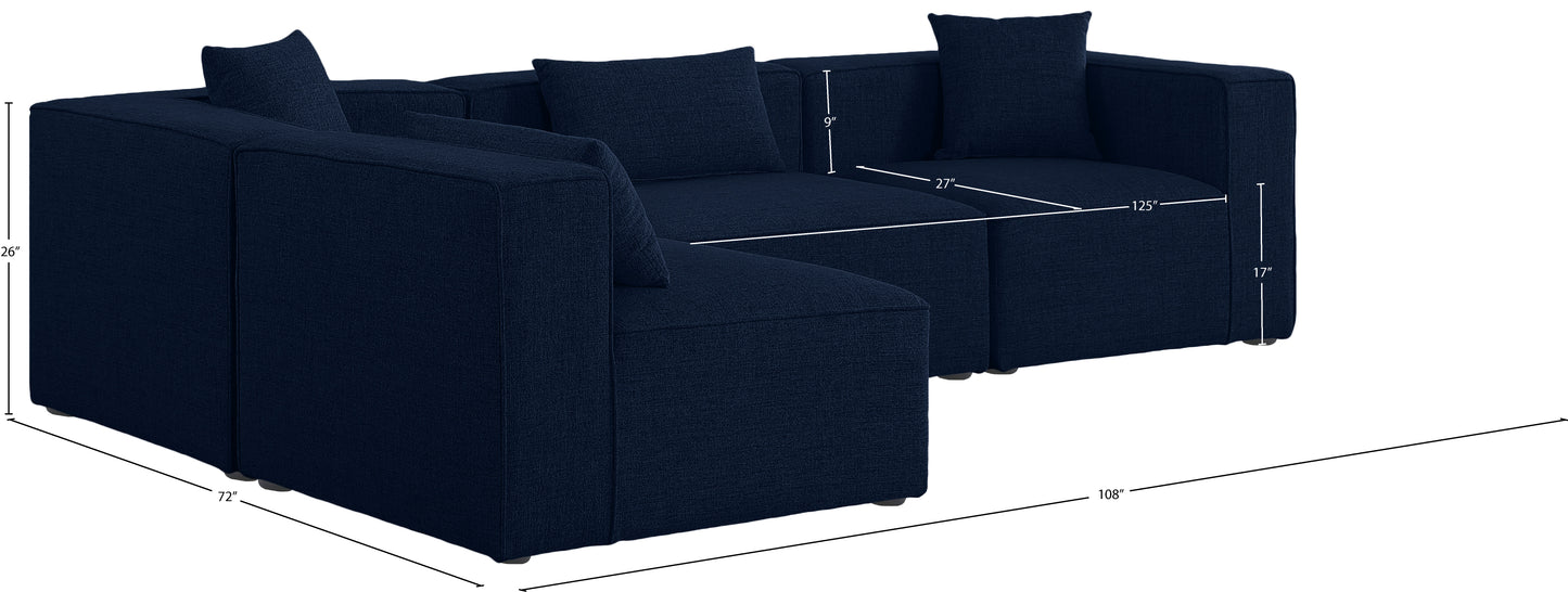 crescent navy durable linen textured modular sectional sec4b