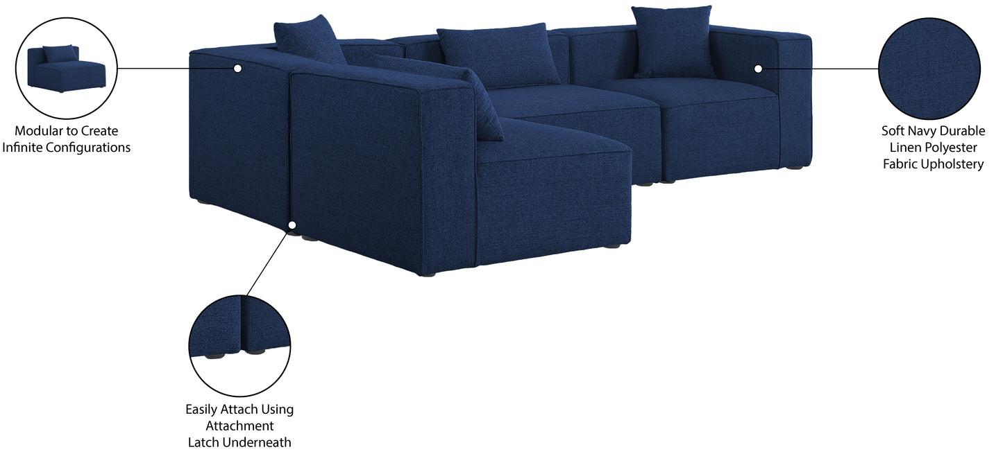 crescent navy durable linen textured modular sectional sec4b