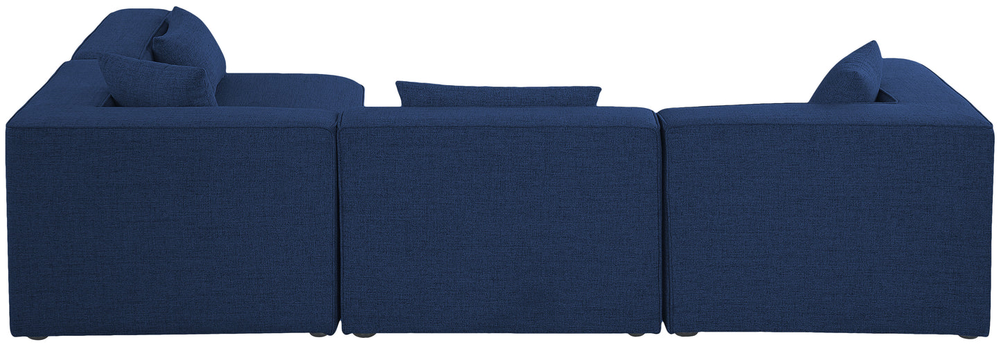 crescent navy durable linen textured modular sectional sec4b