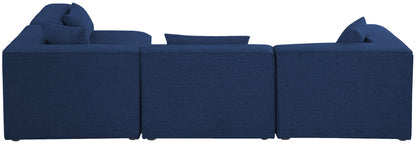 Crescent Navy Durable Linen Textured Modular Sectional Sec4B