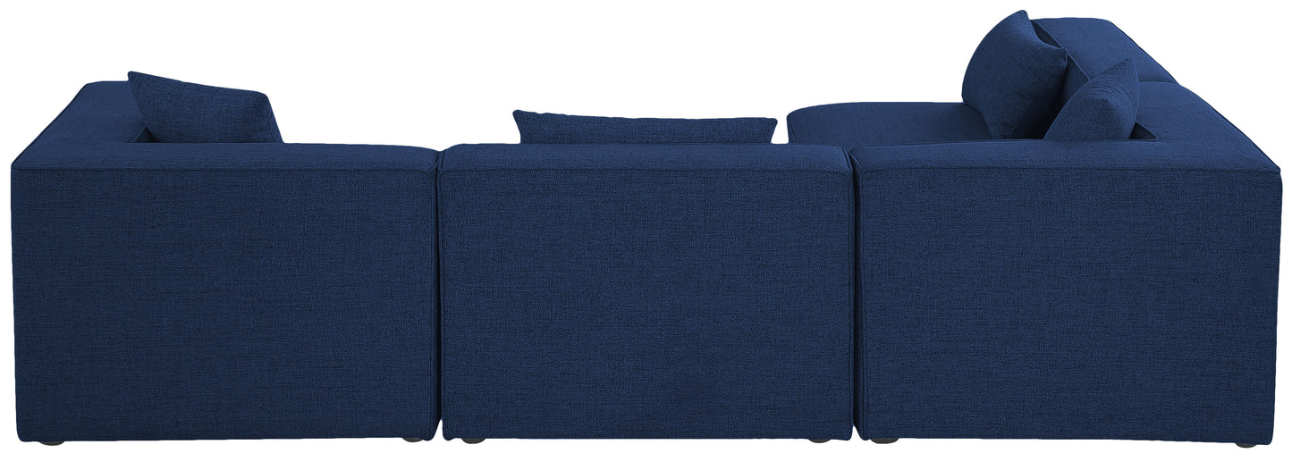 crescent navy durable linen textured modular sectional sec4b