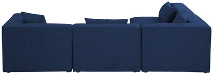 Crescent Navy Durable Linen Textured Modular Sectional Sec4B