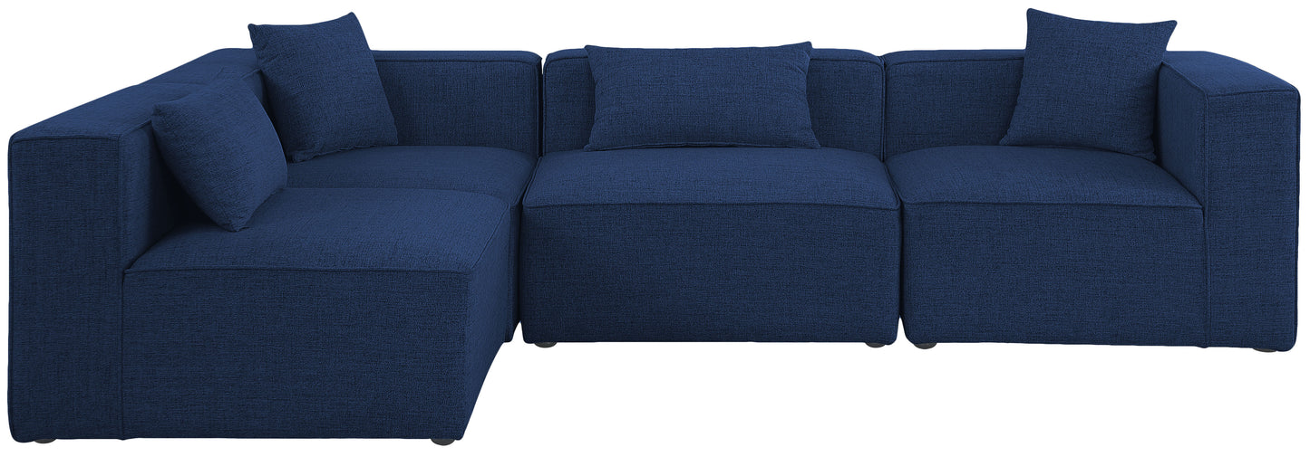 crescent navy durable linen textured modular sectional sec4b