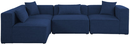 Crescent Navy Durable Linen Textured Modular Sectional Sec4B