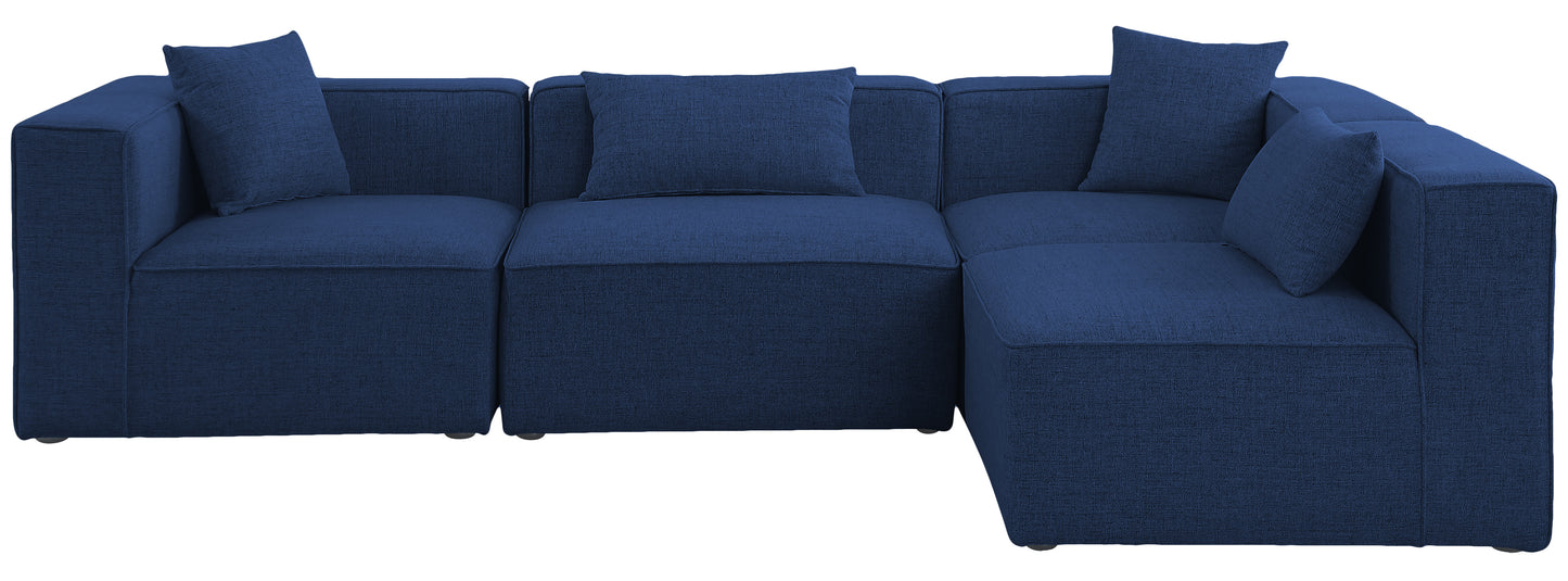 crescent navy durable linen textured modular sectional sec4b