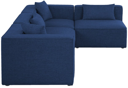 Crescent Navy Durable Linen Textured Modular Sectional Sec4B