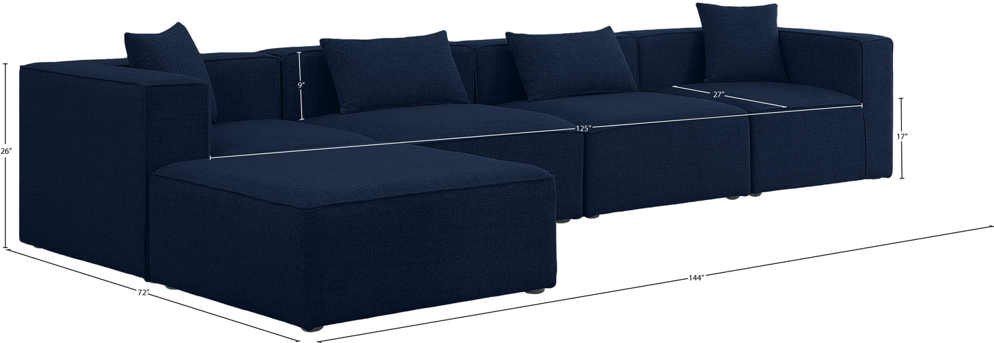 crescent navy durable linen textured modular sectional sec5a