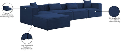 Crescent Navy Durable Linen Textured Modular Sectional Sec5A