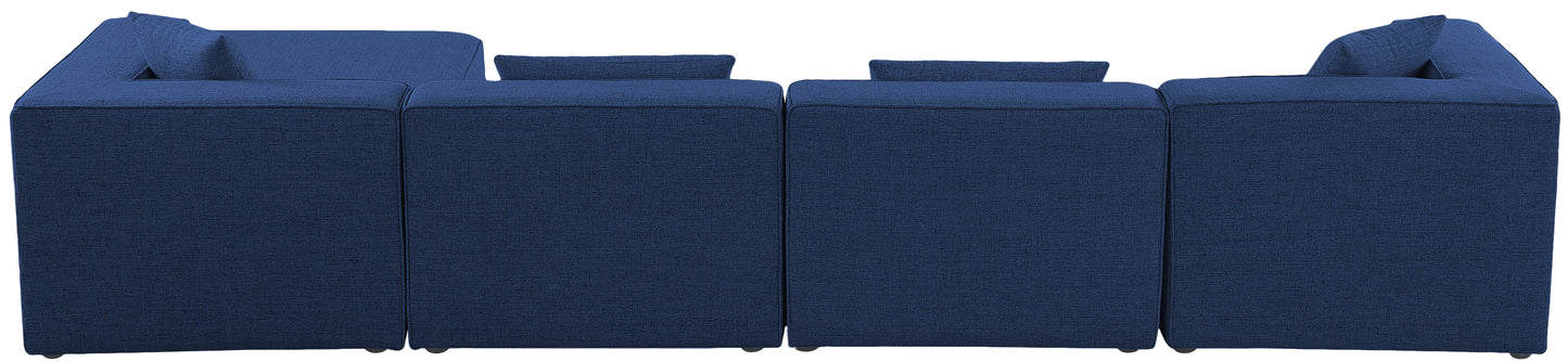 crescent navy durable linen textured modular sectional sec5a