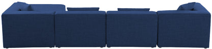 Crescent Navy Durable Linen Textured Modular Sectional Sec5A