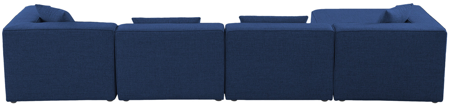 crescent navy durable linen textured modular sectional sec5a