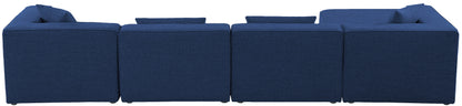 Crescent Navy Durable Linen Textured Modular Sectional Sec5A