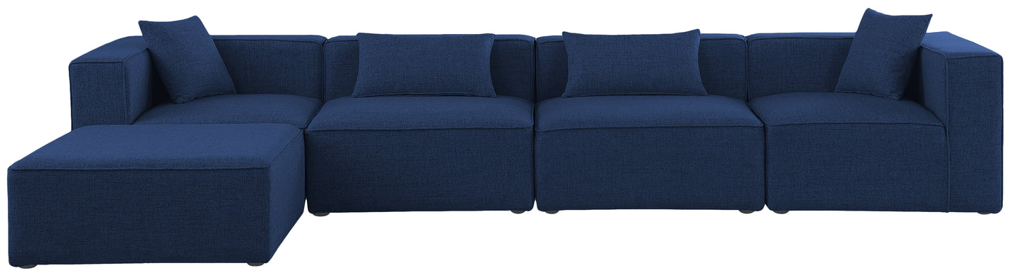 crescent navy durable linen textured modular sectional sec5a