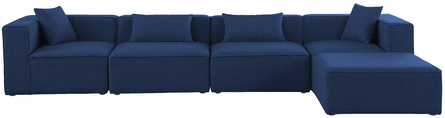 crescent navy durable linen textured modular sectional sec5a