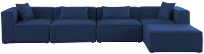 Crescent Navy Durable Linen Textured Modular Sectional Sec5A