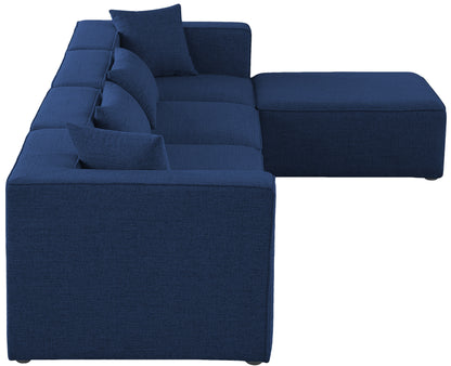 Crescent Navy Durable Linen Textured Modular Sectional Sec5A