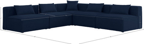 Crescent Navy Durable Linen Textured Modular Sectional Sec5B