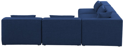 Crescent Navy Durable Linen Textured Modular Sectional Sec5B