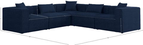 Crescent Navy Durable Linen Textured Modular Sectional Sec5C