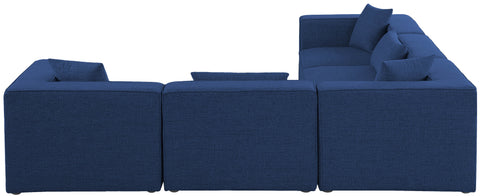 Crescent Navy Durable Linen Textured Modular Sectional Sec5C