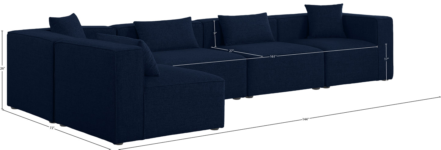 crescent navy durable linen textured modular sectional sec5d