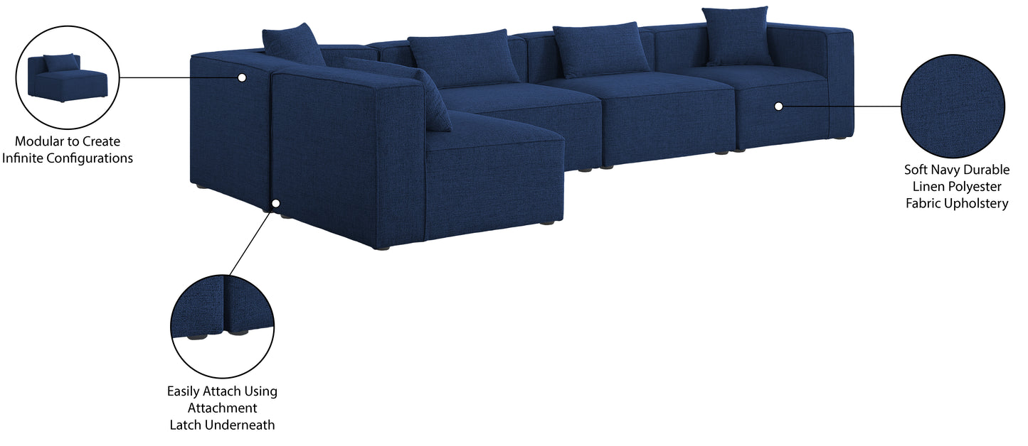 crescent navy durable linen textured modular sectional sec5d