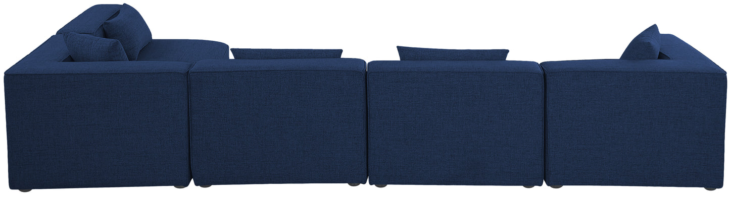 crescent navy durable linen textured modular sectional sec5d