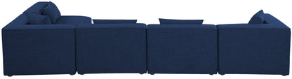 Crescent Navy Durable Linen Textured Modular Sectional Sec5D