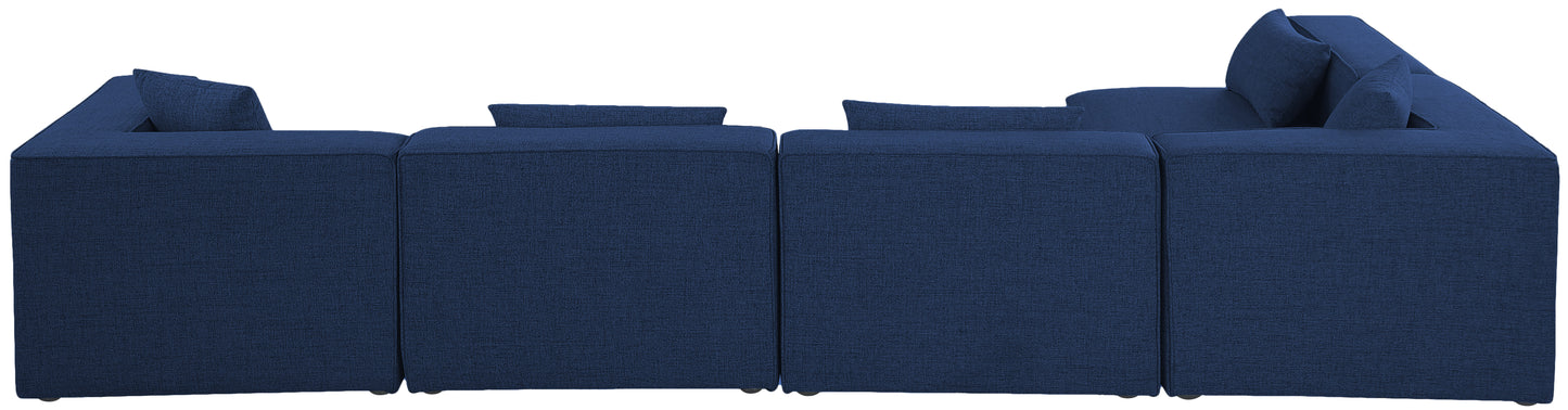 crescent navy durable linen textured modular sectional sec5d