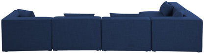 Crescent Navy Durable Linen Textured Modular Sectional Sec5D