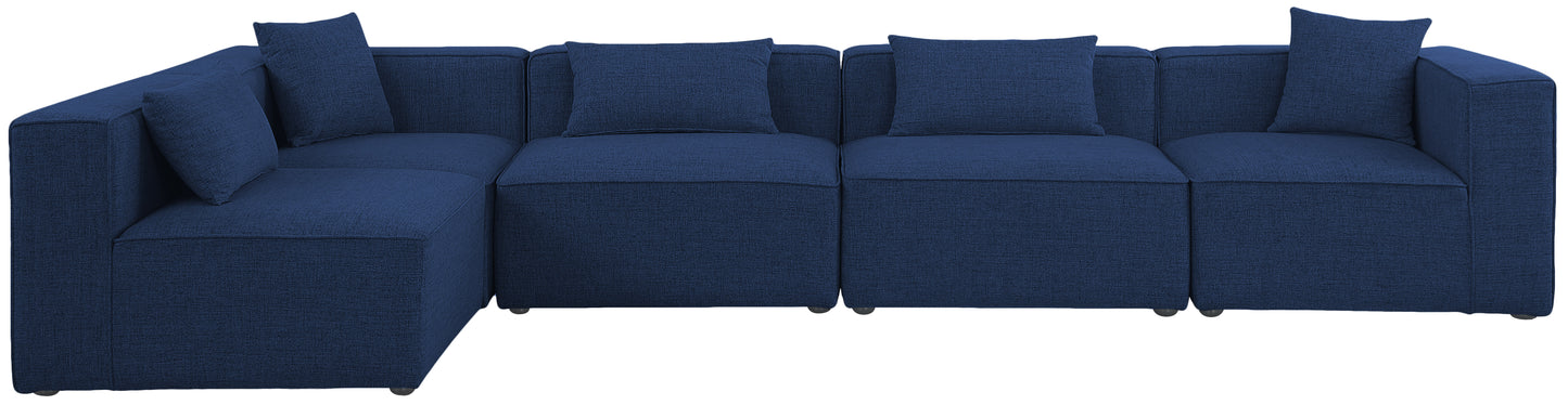 crescent navy durable linen textured modular sectional sec5d