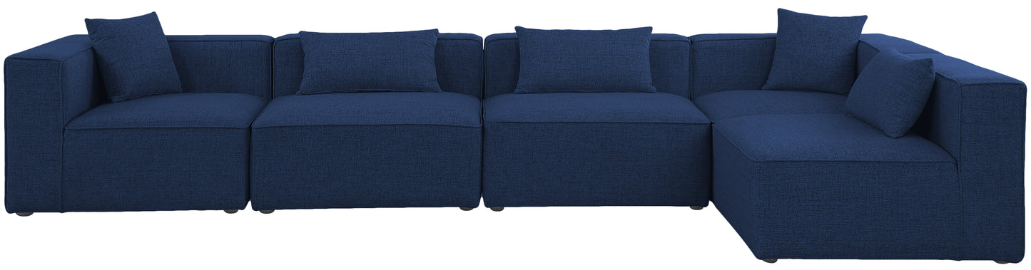 crescent navy durable linen textured modular sectional sec5d