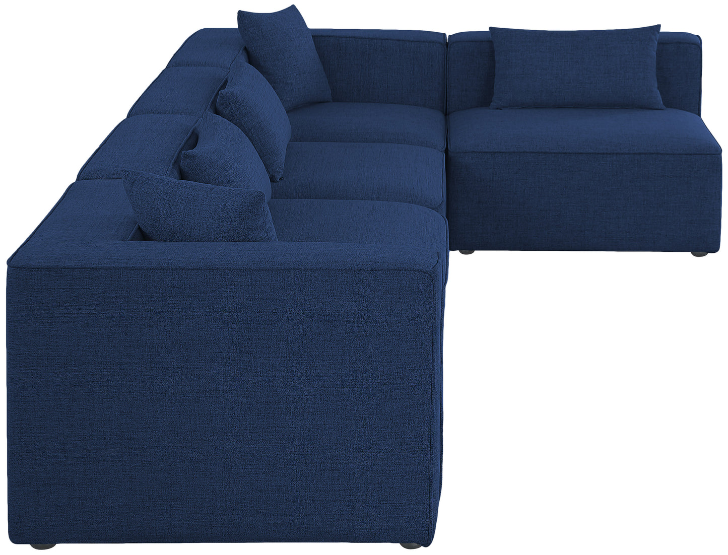 crescent navy durable linen textured modular sectional sec5d