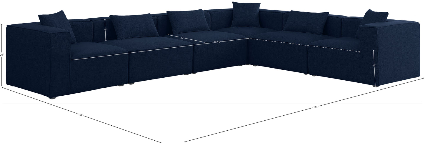 crescent navy durable linen textured modular sectional sec6a