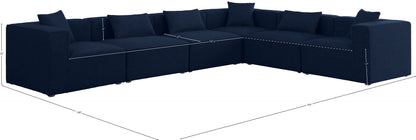 Crescent Navy Durable Linen Textured Modular Sectional Sec6A