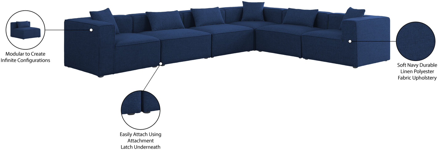 crescent navy durable linen textured modular sectional sec6a