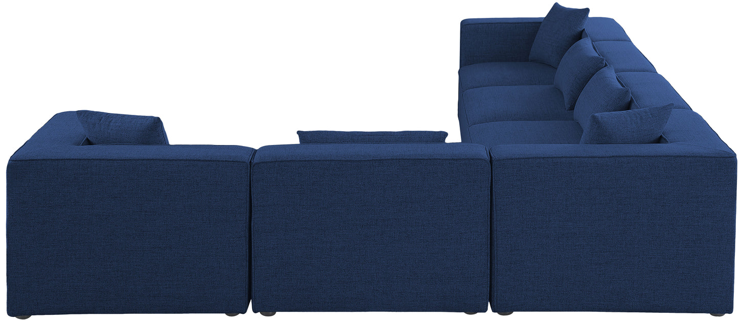 crescent navy durable linen textured modular sectional sec6a