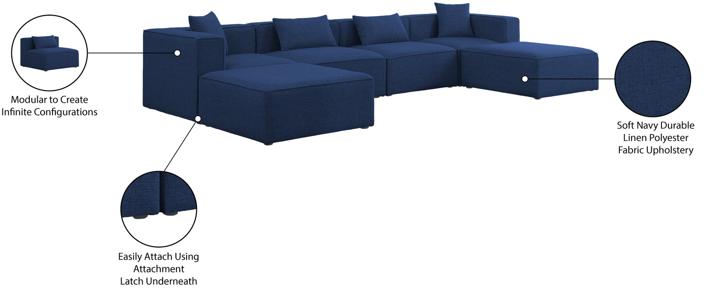 crescent navy durable linen textured modular sectional sec6b