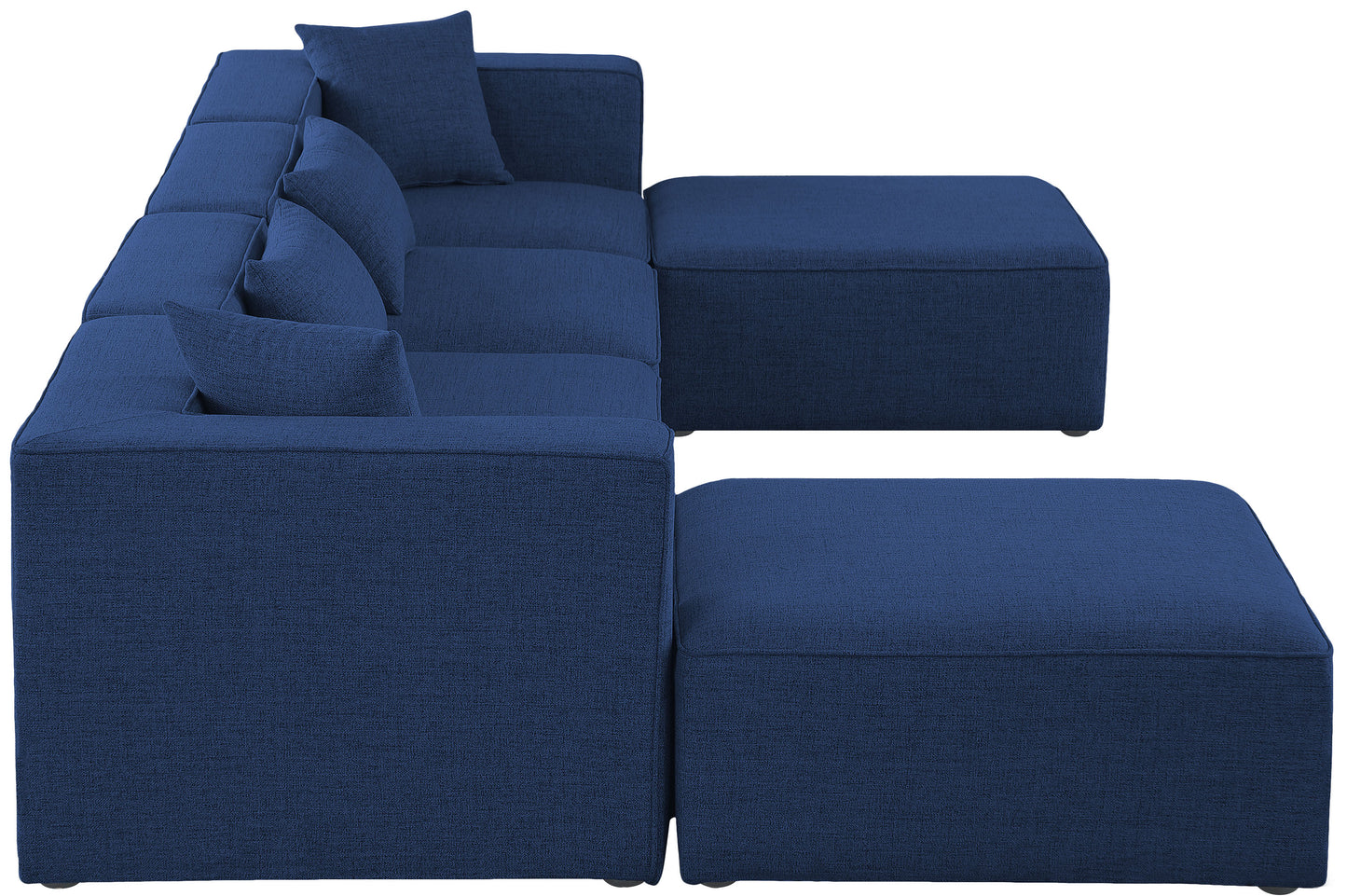 crescent navy durable linen textured modular sectional sec6b