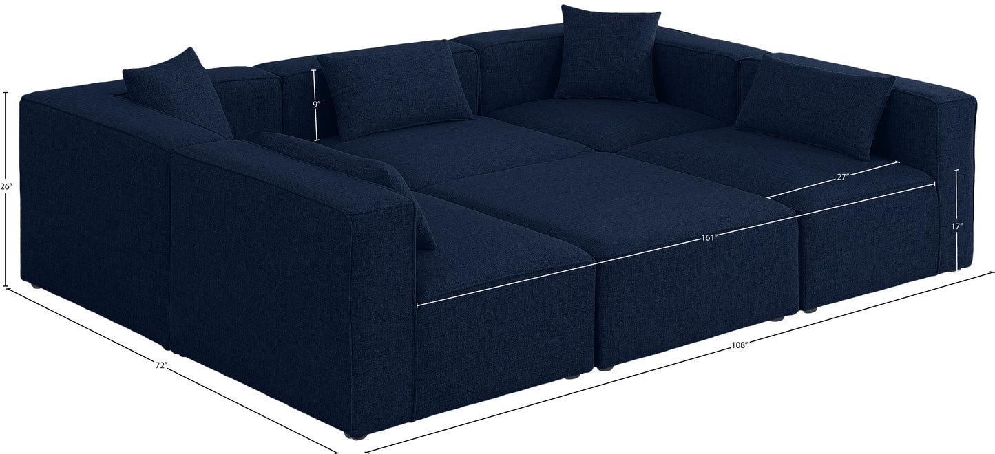 crescent navy durable linen textured modular sectional sec6c