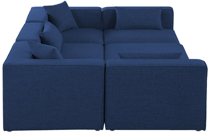 Crescent Navy Durable Linen Textured Modular Sectional Sec6C