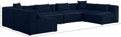 Crescent Navy Durable Linen Textured Modular Sectional Sec6D