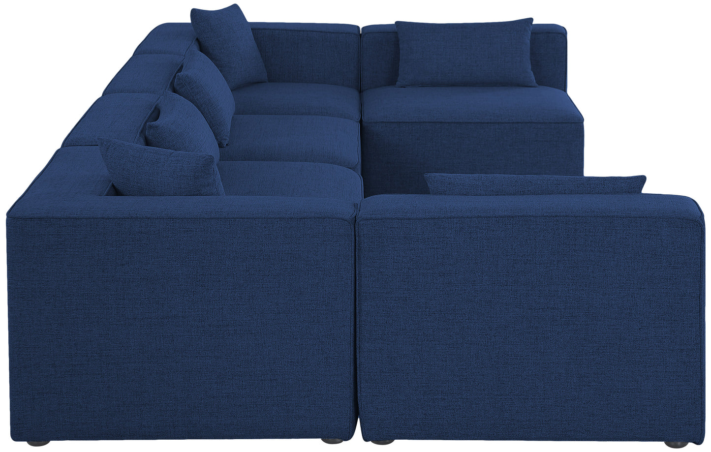 crescent navy durable linen textured modular sectional sec6d