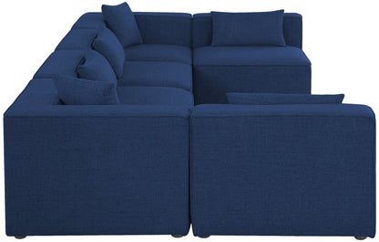 Crescent Navy Durable Linen Textured Modular Sectional Sec6D