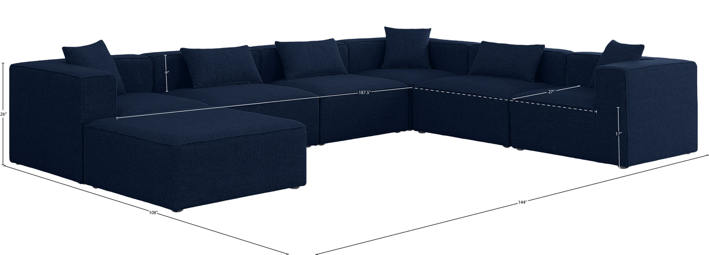 crescent navy durable linen textured modular sectional sec7a